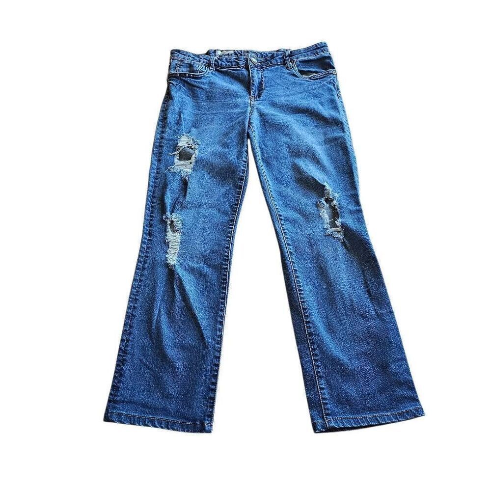 Kut from the kloth womens Sz 10 blue distressed Catherine boyfriend jeans